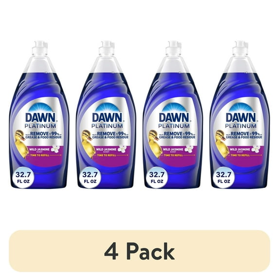 (4 pack) Dawn Platinum Dish Soap, Dishwashing Liquid, Wild Jasmine, 32.7 fl oz