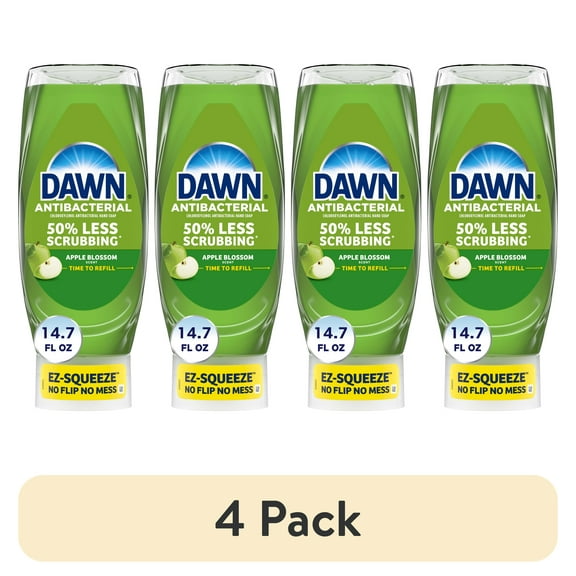 (4 pack) Dawn Ultra Antibacterial EZ-Squeeze Hand Soap, Apple Blossom, 14.7 Fl Oz