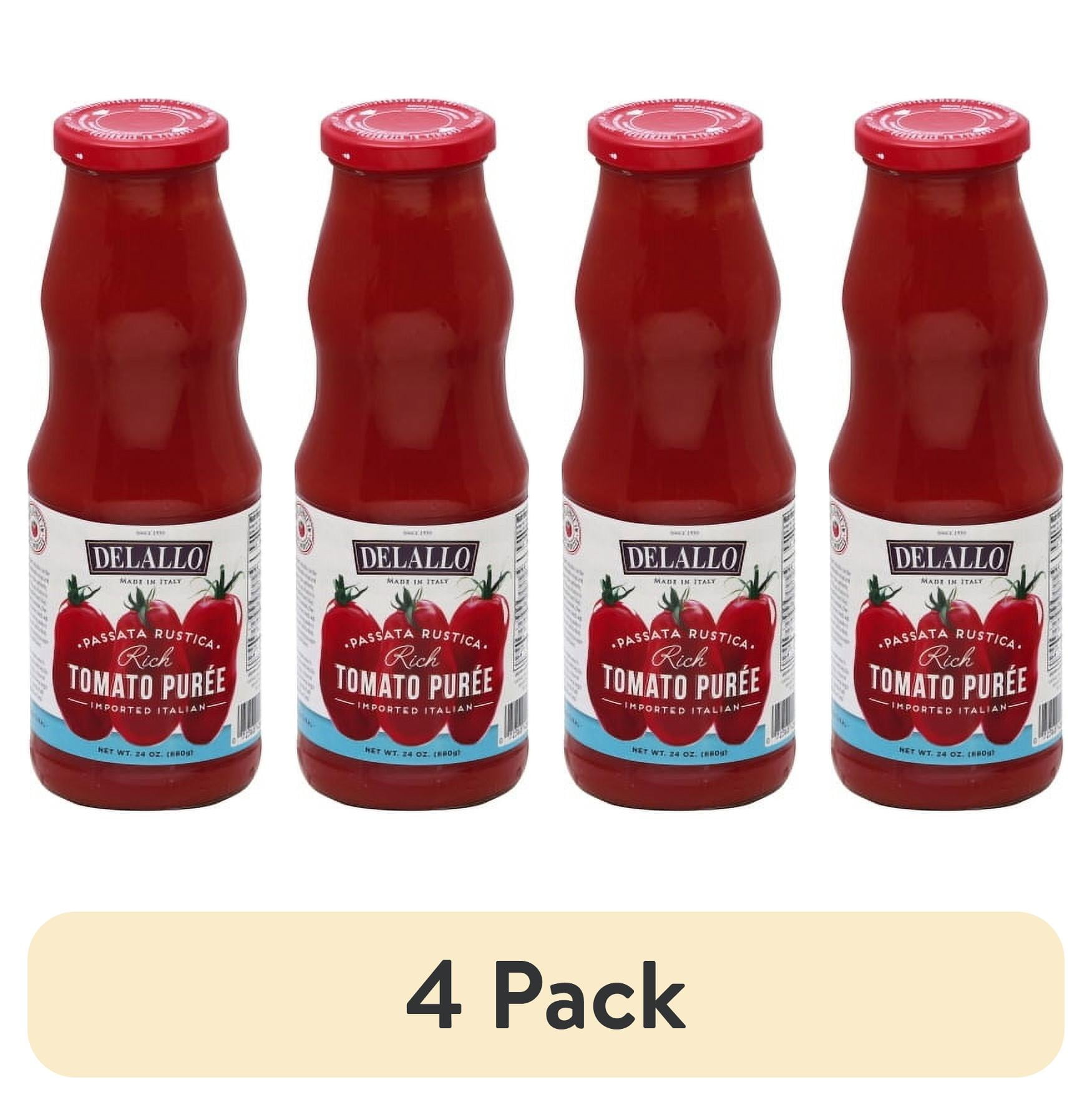 (4 pack) DeLallo Passata Tomato Purée, Made in Italy, Gluten-Free, Kosher, Vegan, 24 oz Jar