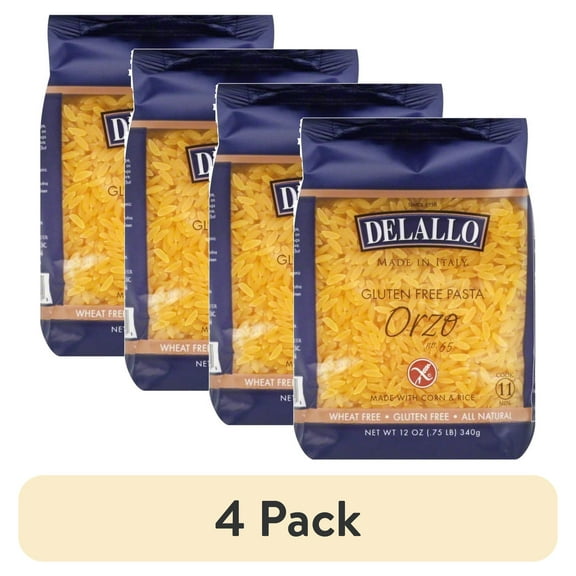 (4 pack) DeLallo Gluten Free Orzo Pasta, 12 oz