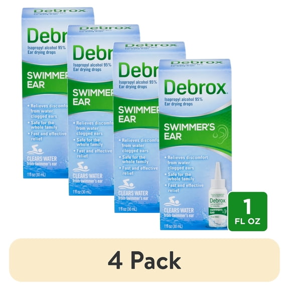 (4 pack) Debrox Swimmer’s Ear Drops, Ear Drying Drops for Adults and Kids, 1 fl oz