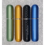 4 pack Decantology 5ml Refillable Travel Spray Bottles for Fragrances/Perfumes Green, Gold, Black, Blue