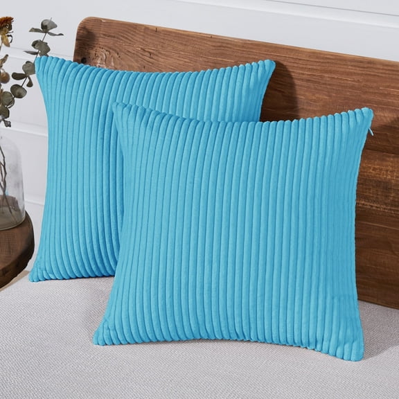 (4 pack) Deconovo Decorative Pillow Covers Set of 2 with Stripe Pattern Pillowcase Cushion Cover Hidden Zipper 20x20 inch Maya Blue