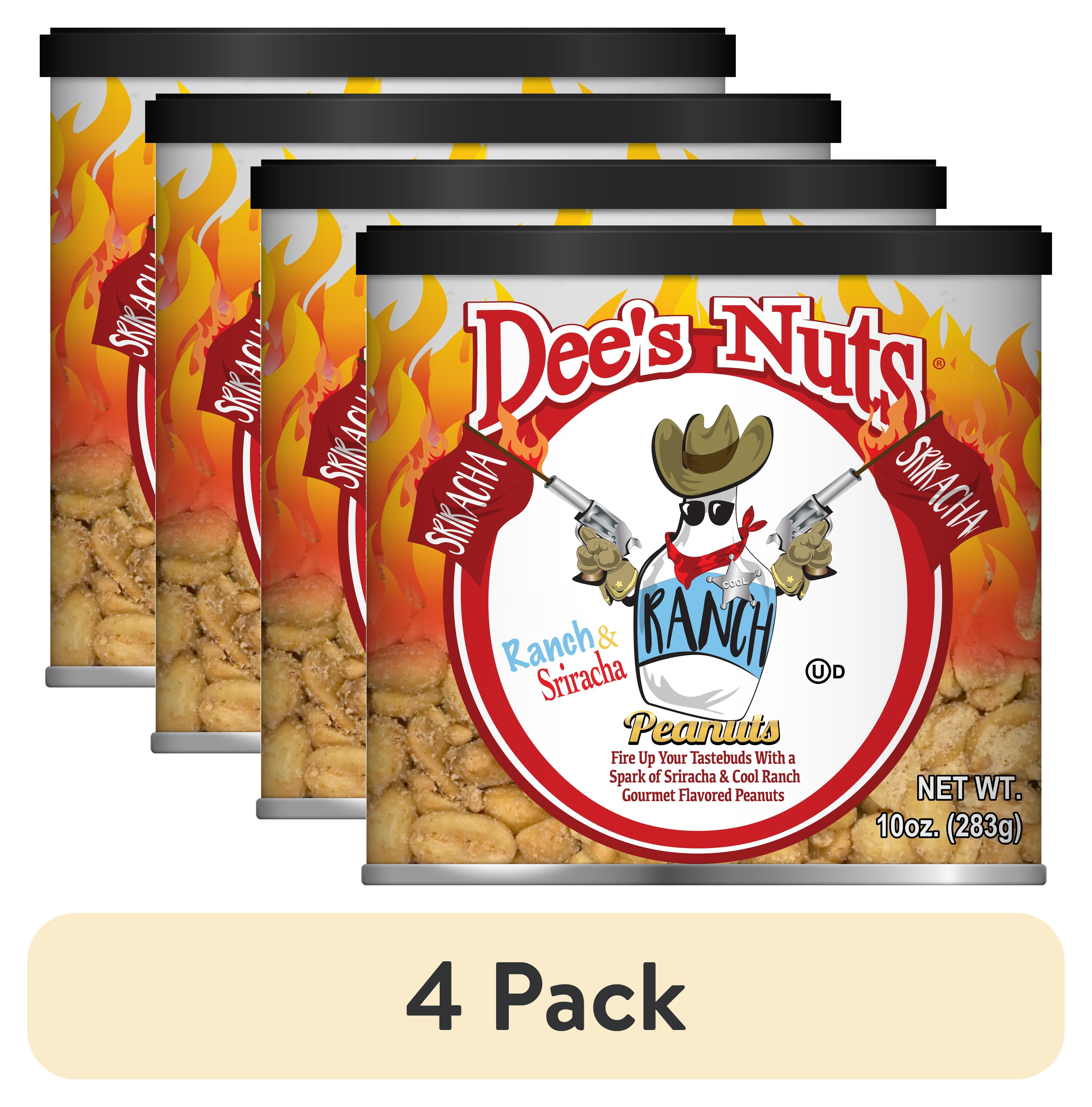 (4 pack) Dee's Nuts Peanuts, Ranch & Sriracha, 10 oz Canister