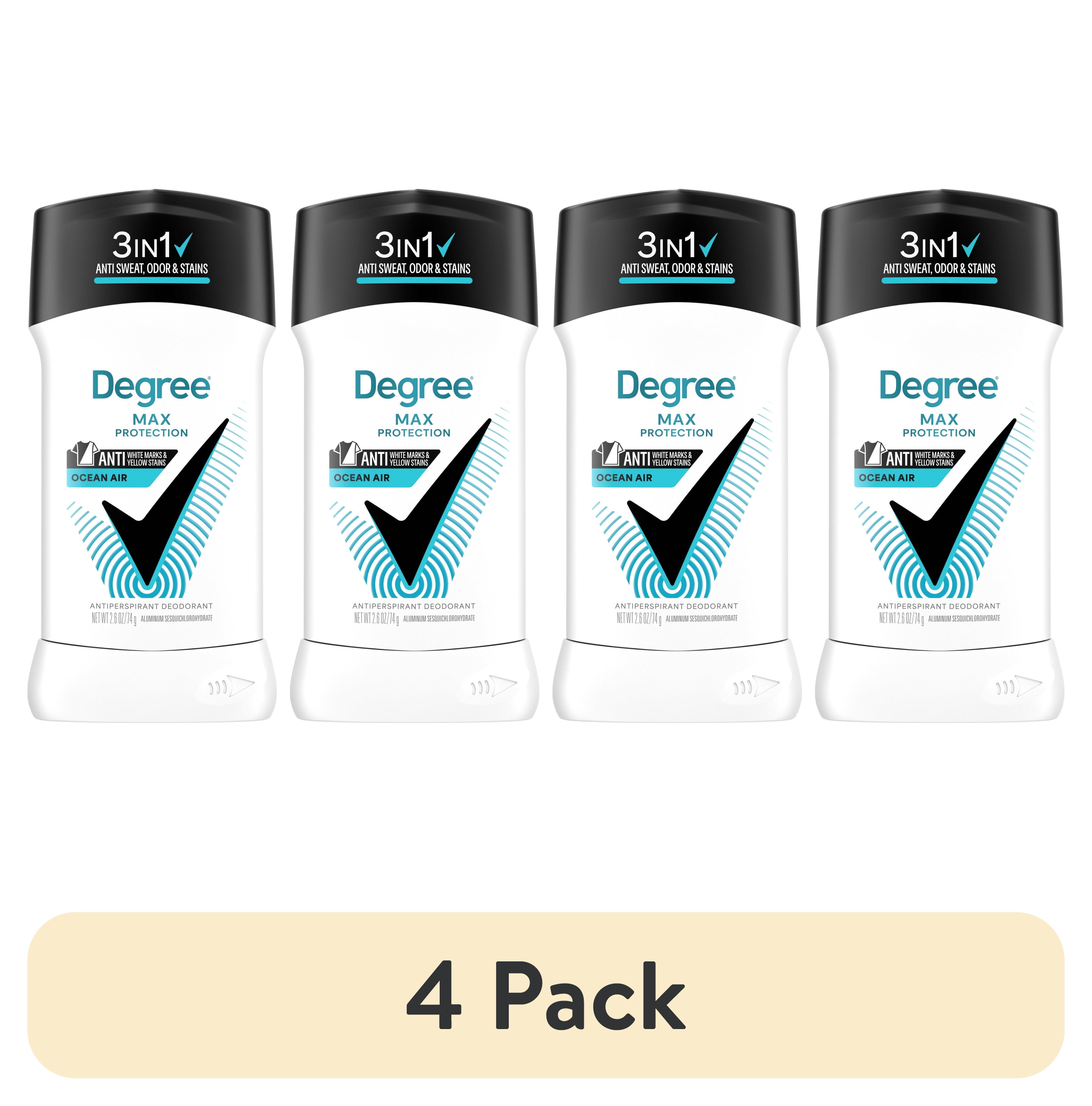 (4 pack) Degree Men 3in1 Max Protection Antiperspirant Deodorant Anti Sweat Odor and Stains Ocean Air 72-hour Protection, 2.6 oz