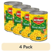 (4 pack) Del Monte Diced Mango in Extra Light Syrup, Canned Fruit, 15 oz Can