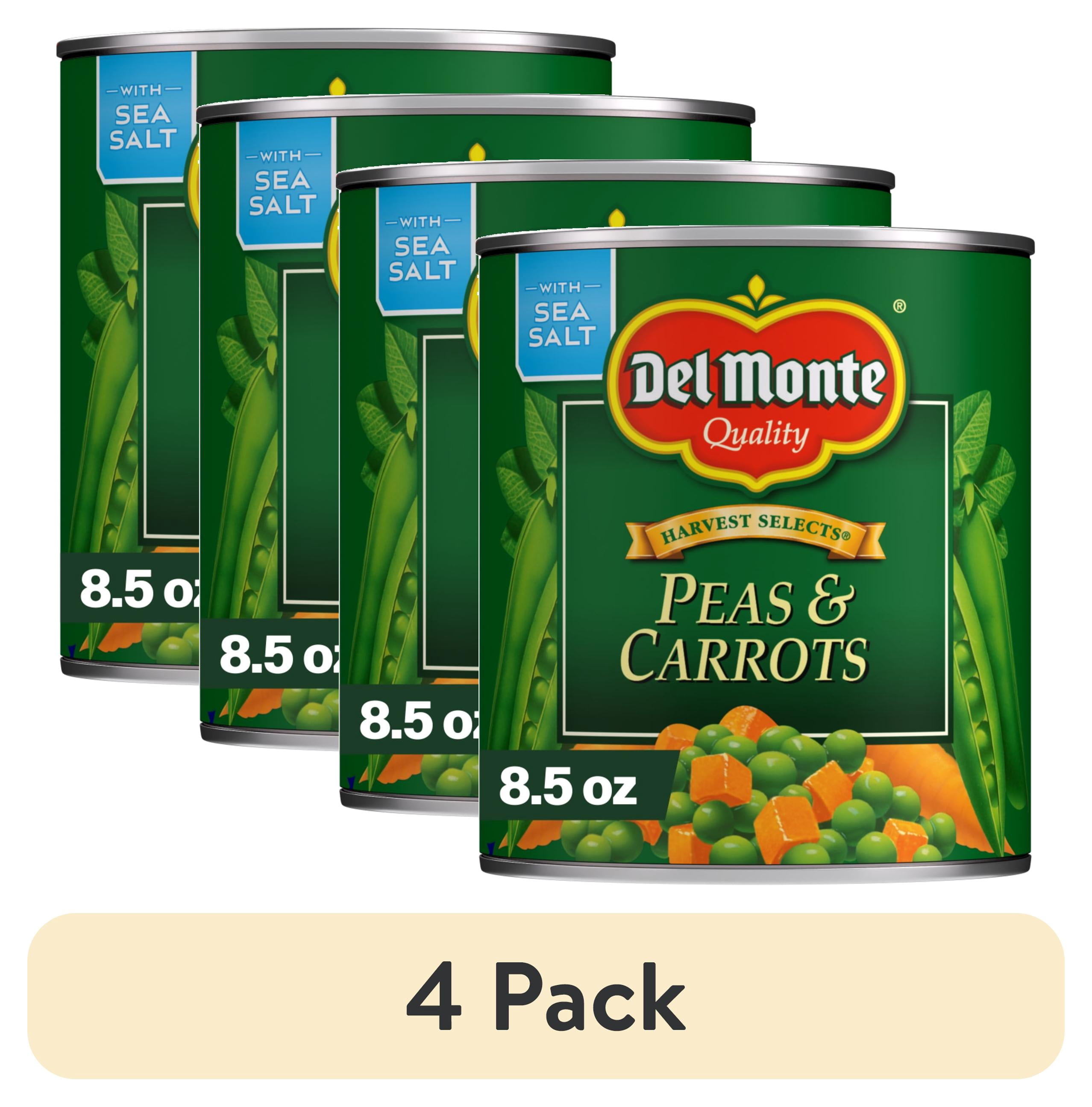 (4 pack) Del Monte Peas & Carrots, Canned Vegetables, 8.5 oz Can