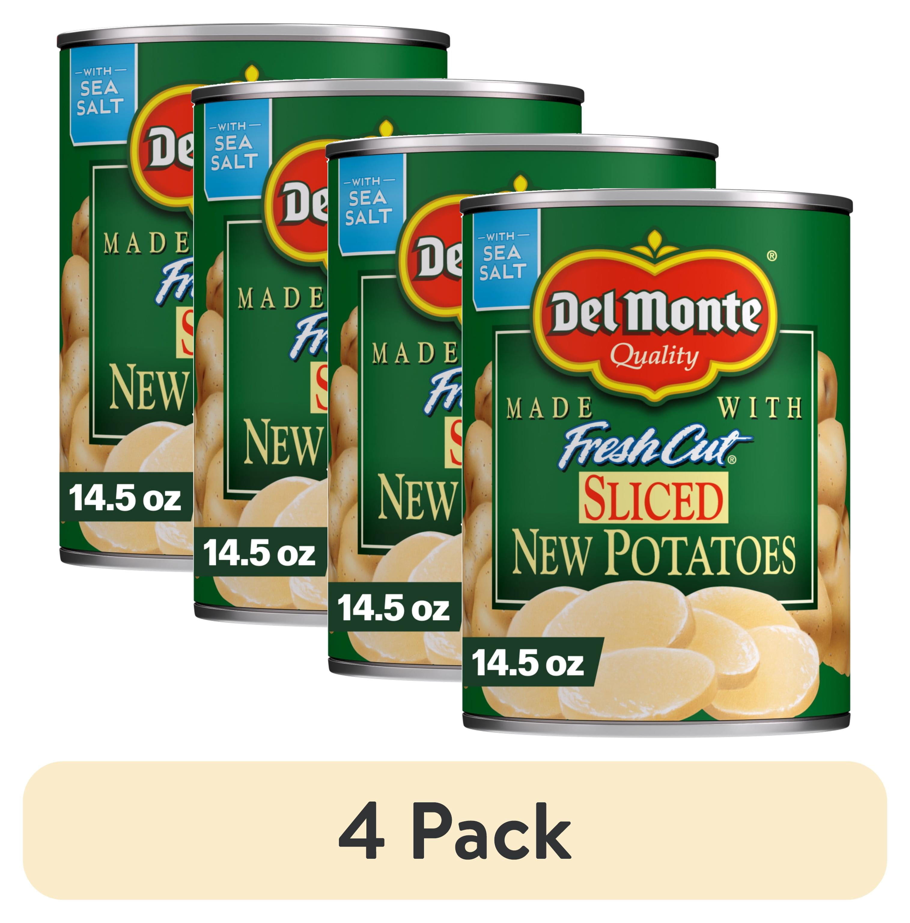 (4 pack) Del Monte Sliced New Potatoes, Canned Vegetables, 14.5 oz Can