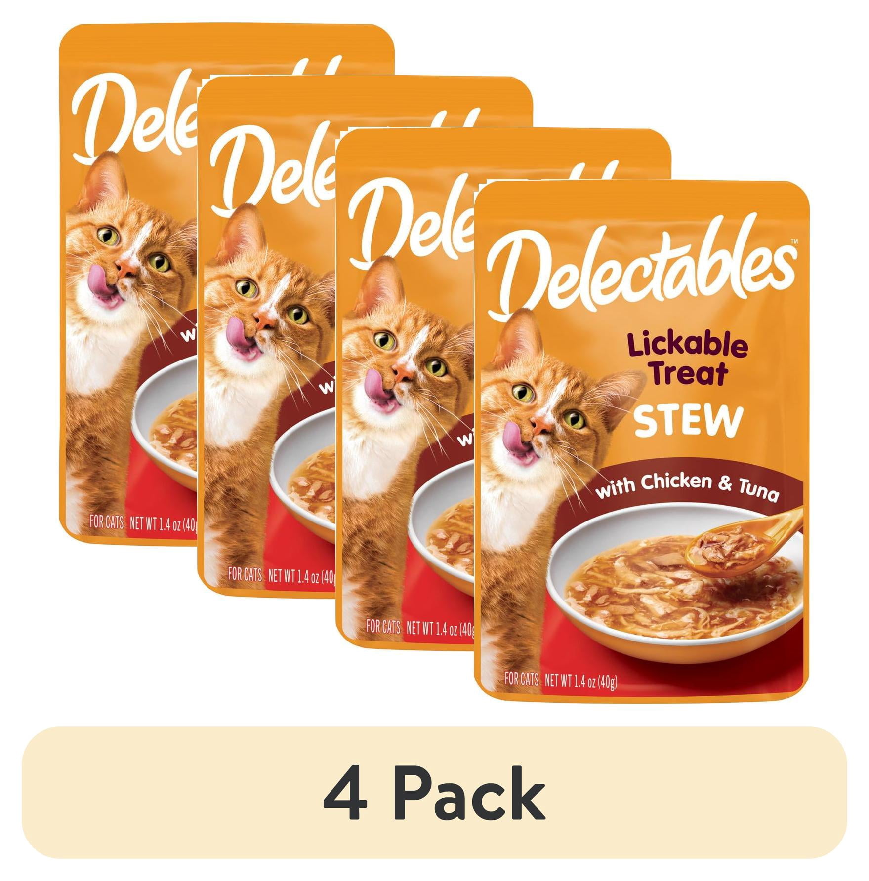 (4 pack) Delectables Lickable Treat - Stew Chicken & Tuna, 1.4oz