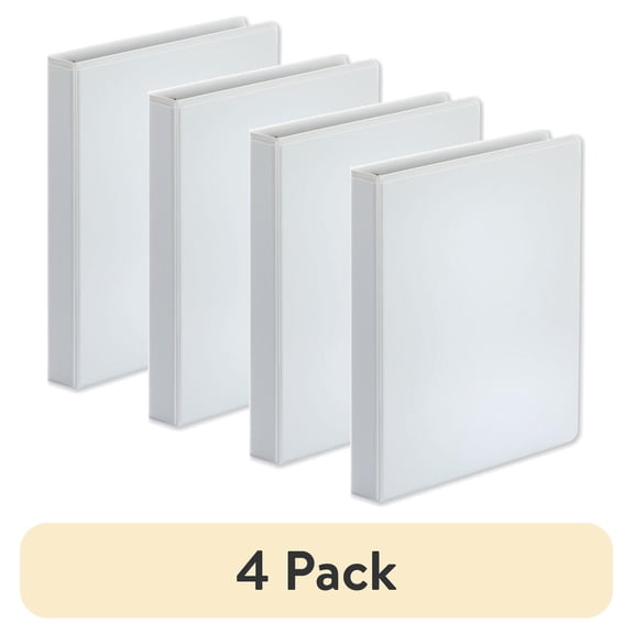 (4 pack) Universal Comfort Grip Deluxe Plus 1" 3-Ring View Binders D-Ring White with Transparent Cover