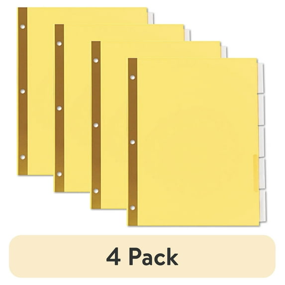 (4 pack) Universal UNV21875 11 in. x 8.5 in. 5-Tab Deluxe Extended Insertable Tab Indexes - Buff, Clear Tabs (6/Pack)