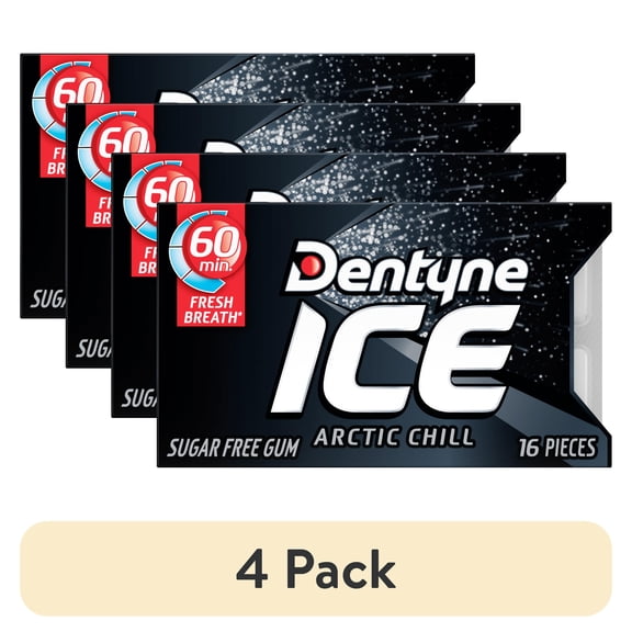 (4 pack) Dentyne Ice Sugar Free Gum, Arctic Chill, Regular Size, 16 Pieces