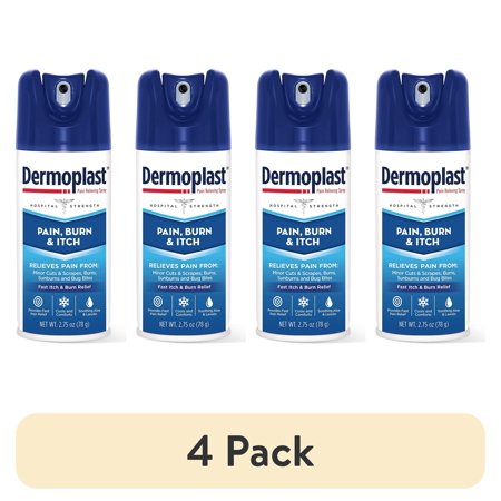 (4 pack) Dermoplast Hospital Strength Pain Relieving Spray for Burn & Itch Relief- 2.75 oz