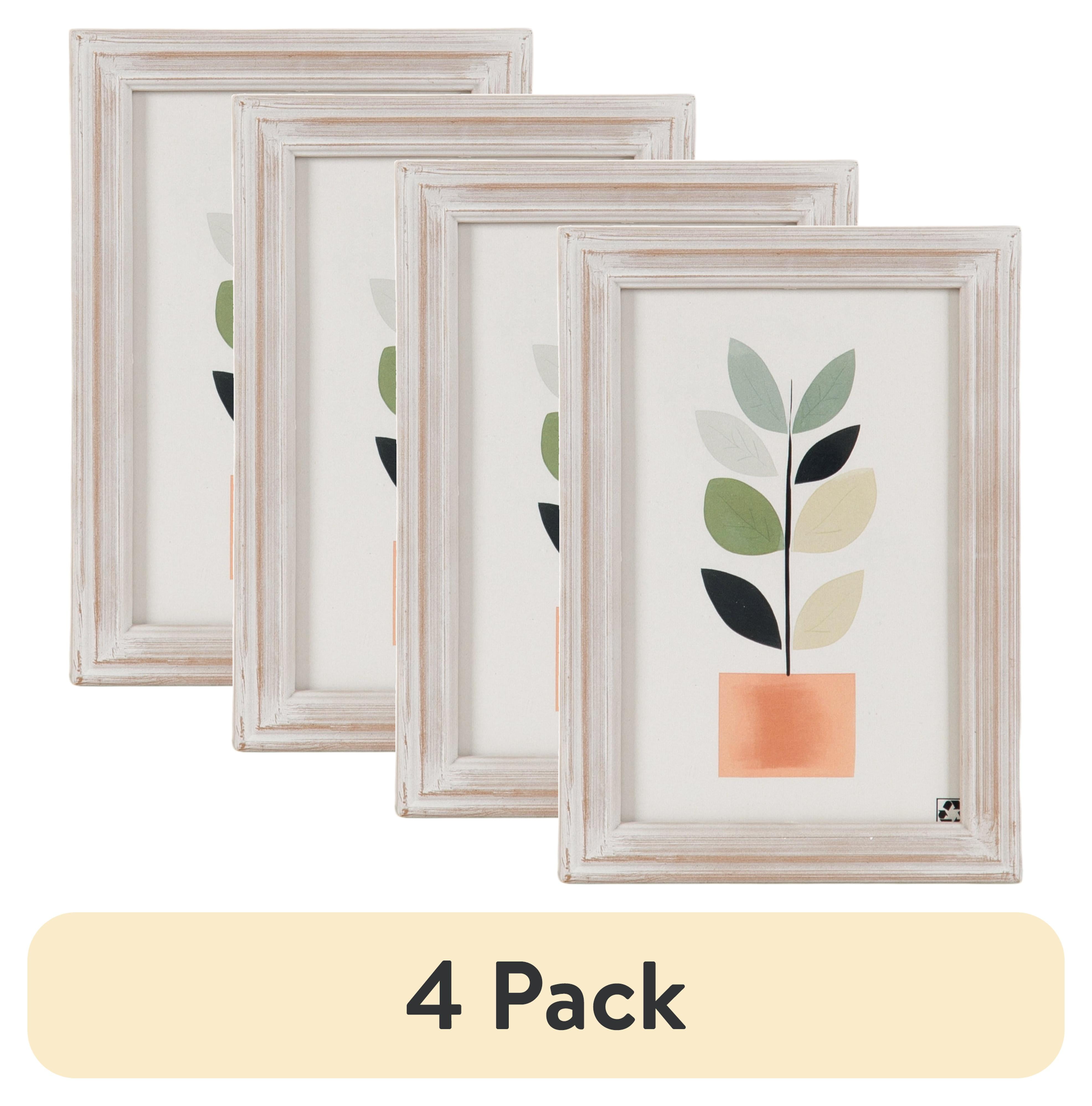 (4 pack) DesignOvation 4x6 Casual Distressed White Decorative Tabletop Picture Frame