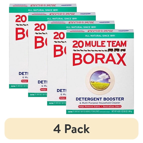 (4 pack) Dial 20 Mule Team Borax Natural Laundry Booster & Multi-Purpose Cleaner, 65 oz