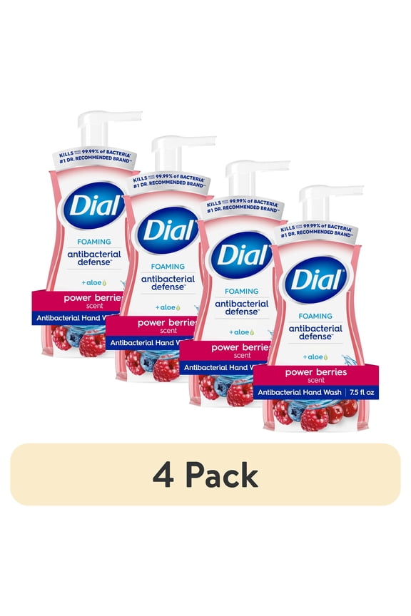 (4 pack) Dial Antibacterial Defense Power Berries Scent Foaming Hand Soap, 7.5 fl oz