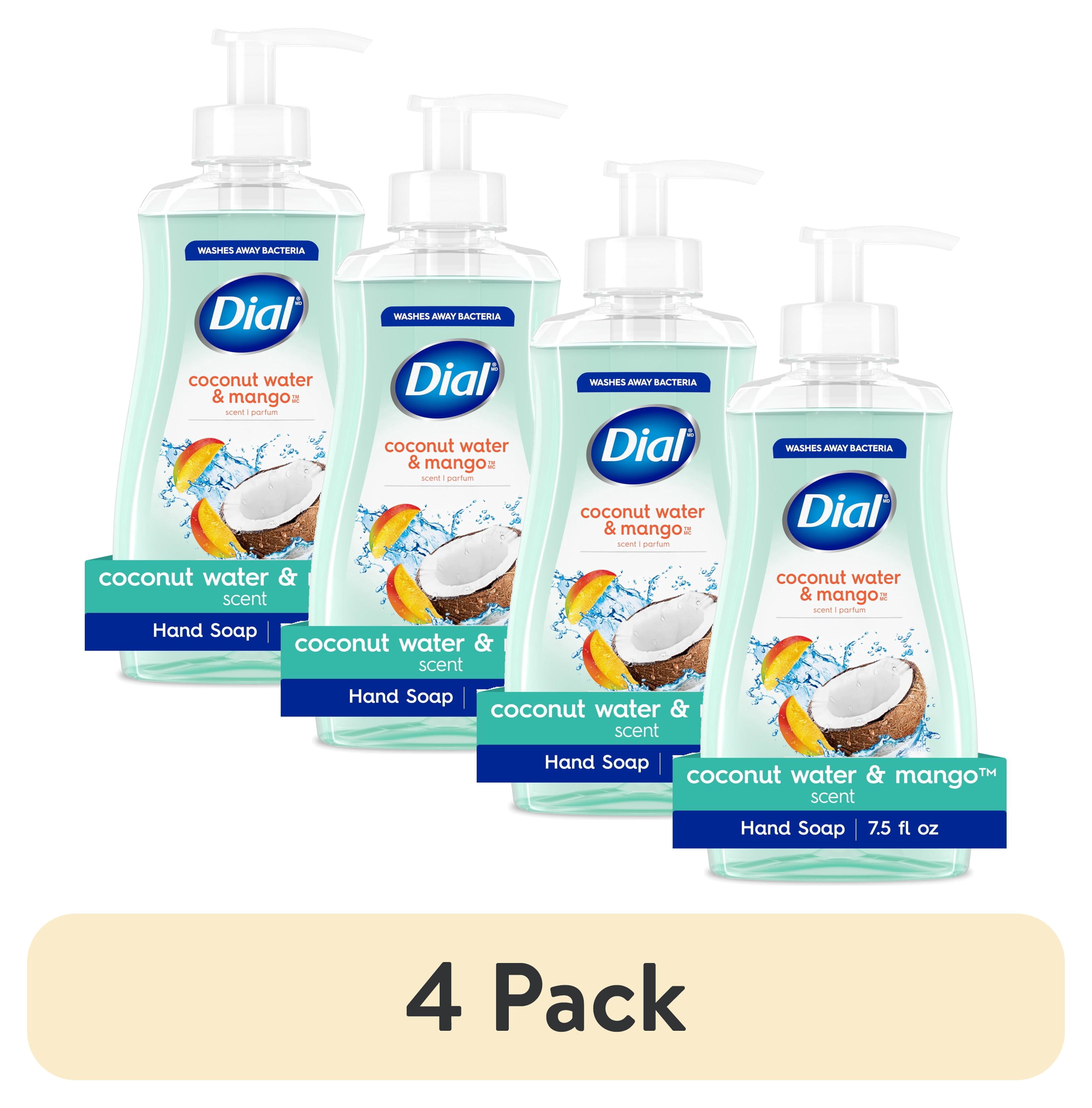 (4 pack) Dial Clean + Gentle Liquid Hand Soap, Coconut Water & Mango Gentle Hand Soap, 7.5 fl oz