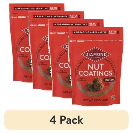 (4 pack) Diamond of California Italian Walnut & Pecan Nut Mix Coating Pieces, Breading Alternative, 5 Oz