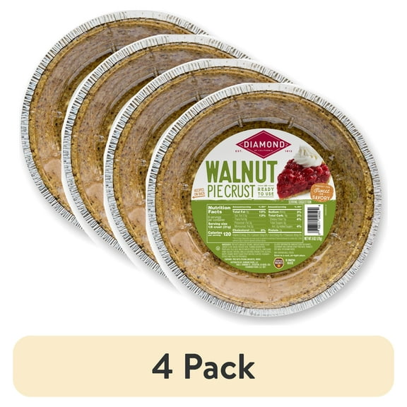 (4 pack) Diamond of California Whole Walnut Pie Crust, Ready to Use, 6 oz