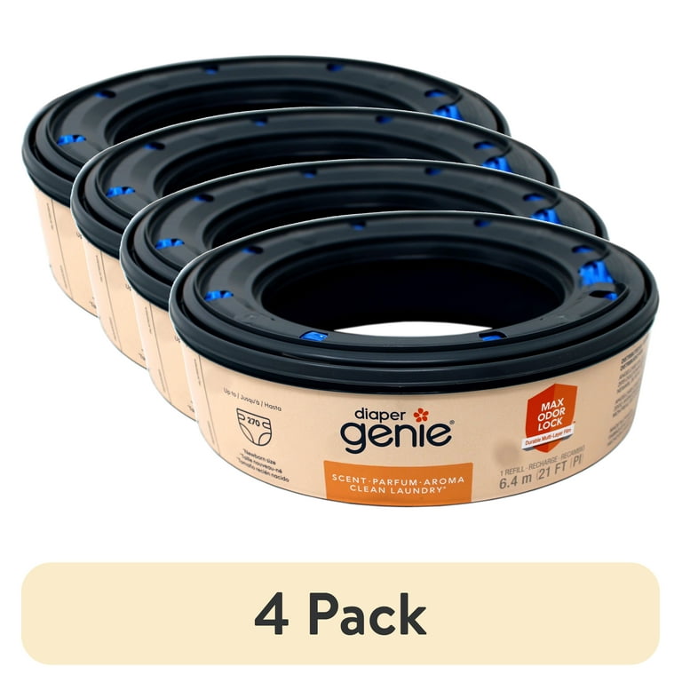 4 pack) Diaper Genie Refill, Clean Laundry Scent, Max Odor Lock