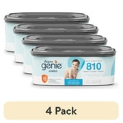 4 pack Diaper Genie Jumbo Square Refill, Unscented, Holds up to 810 Newborn Diapers, 1 Pack