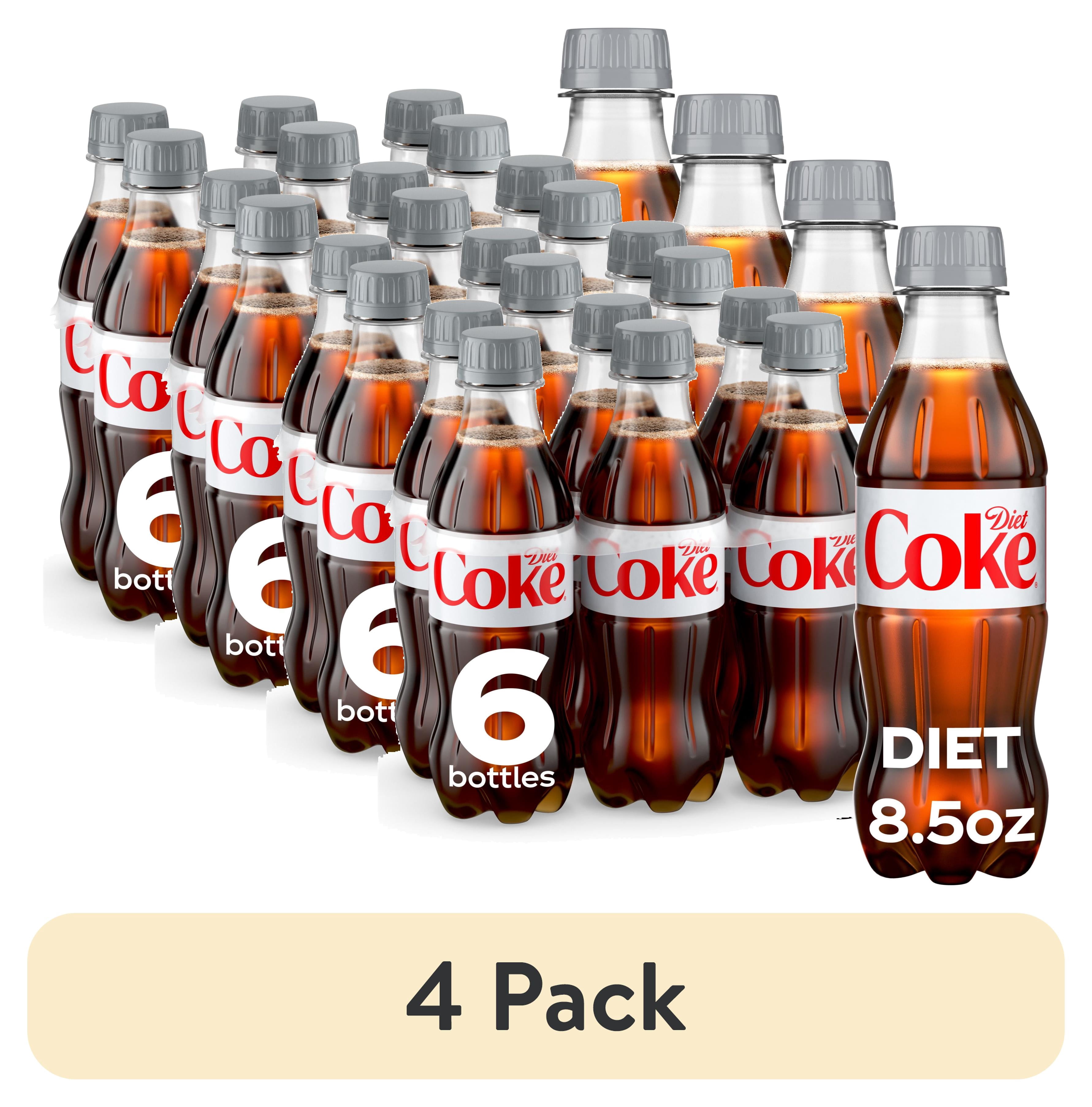 (4 pack) Diet Coke Soda Pop Bottles, 8.55 fl oz, 6 Pack