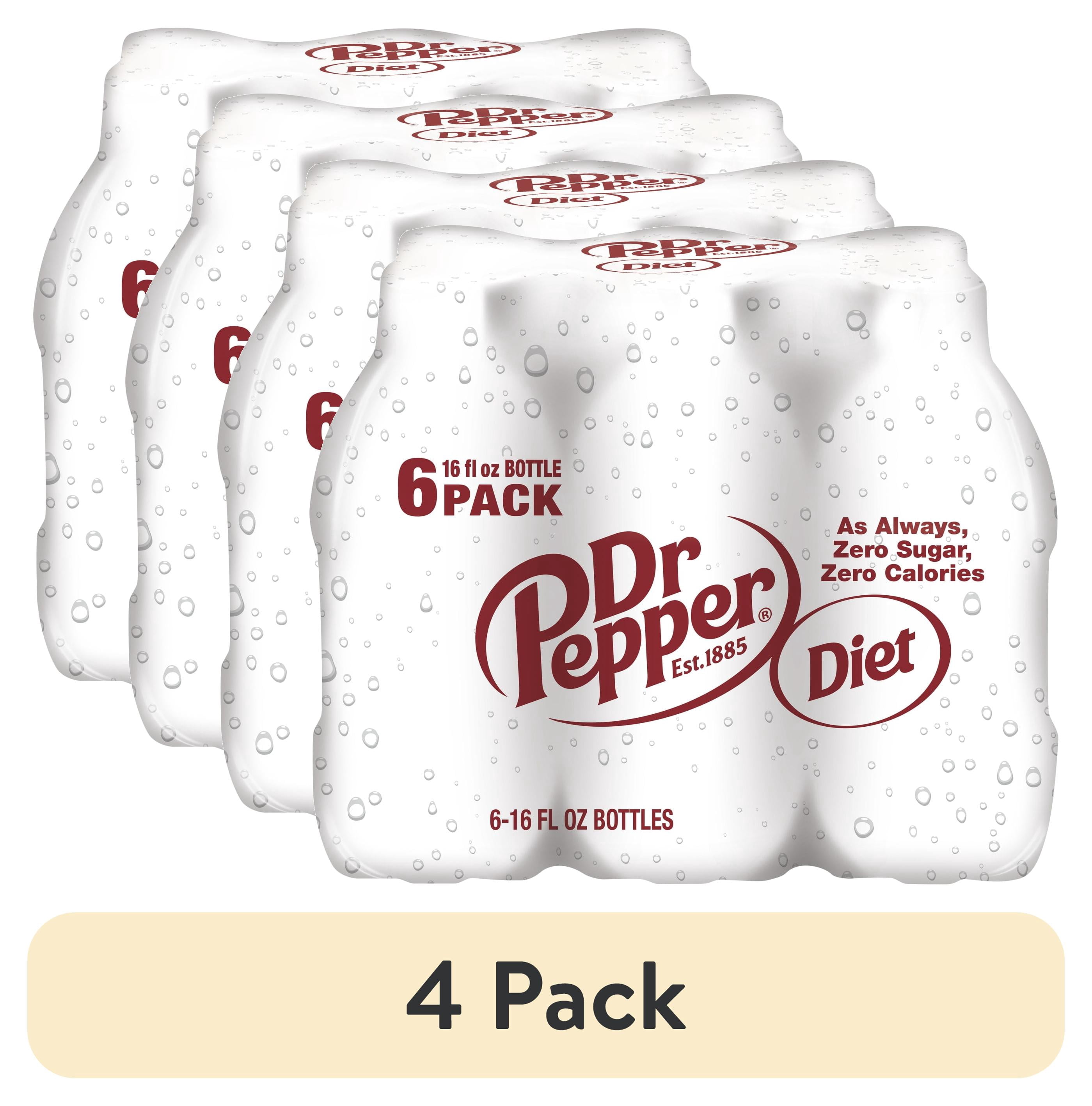 (4 pack) Diet Dr Pepper Soda Pop, 16 fl oz, 6 Pack Bottles
