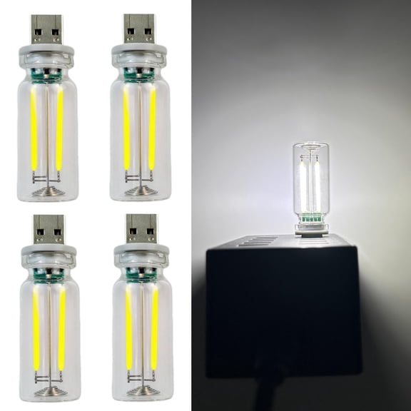 4 pack Dimmable USB Touch Control Led Lights, Glass Car Lights Interior, White Interior Car Lamp, Retro Led Night Light Ambient Lighting, USB Mood Lamp for Bedroom Hallway