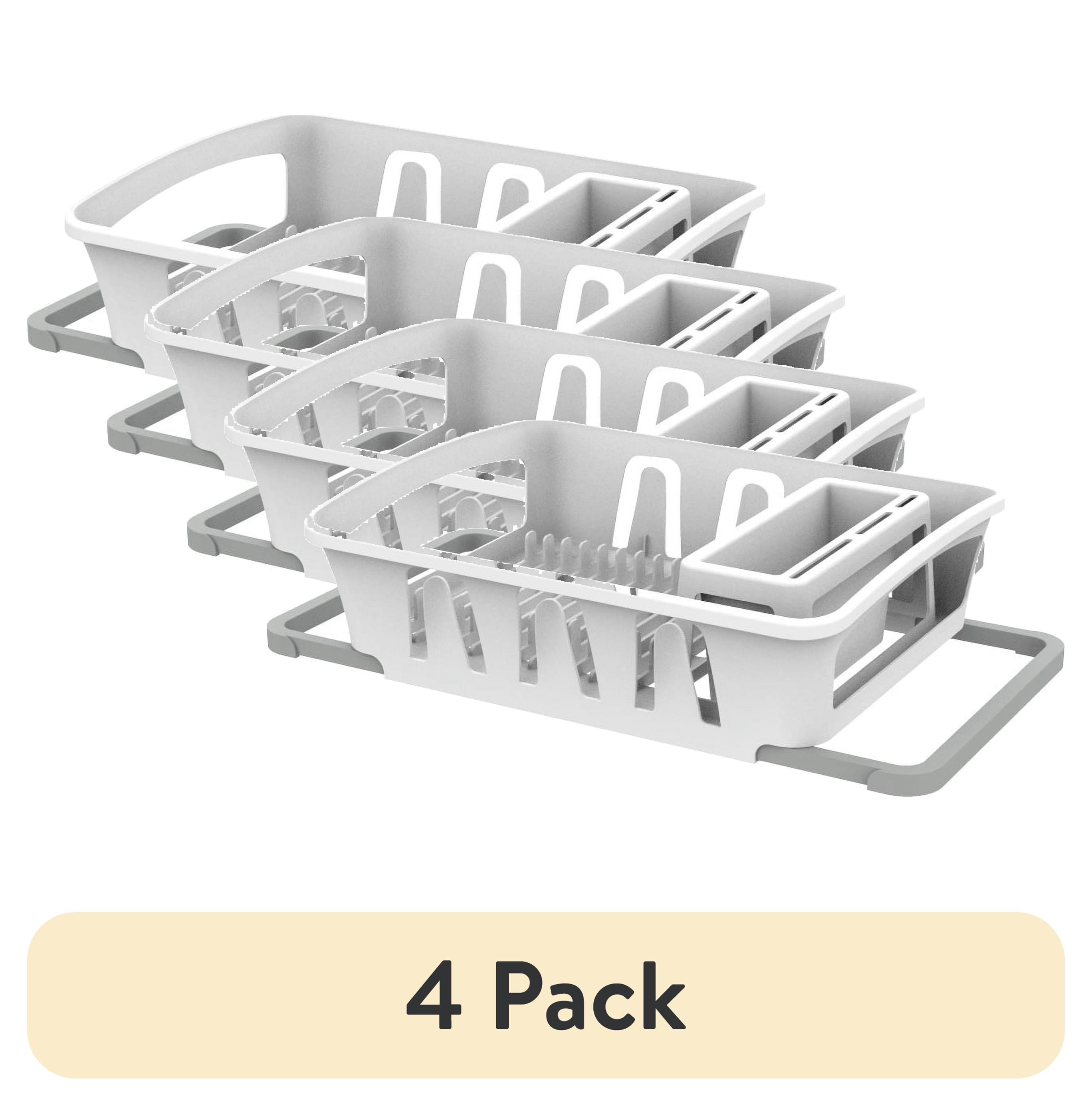 (4 pack) Mainstays Expandable Dish Drying Rack with Utensil Holder, White