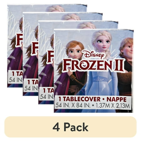 (4 pack) Disney Frozen Plastic Party Tablecloth, 84 x 54in