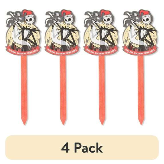 (4 pack) Disney, The Nightmare Before Christmas Jack Skellington, Yard and Garden Stake, 15 inch Tall, MDF, Multi-Color
