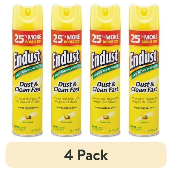 (4 pack) Diversey Endust Multi-Surface Dusting and Cleaning Spray, Lemon Zest, 12.5 oz Aerosol Spray, Each