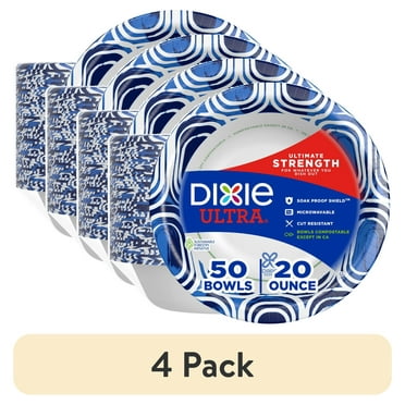 (4 pack) Dixie Ultra Disposable Paper Bowls, 20 oz, Multi-Color, 50 Count
