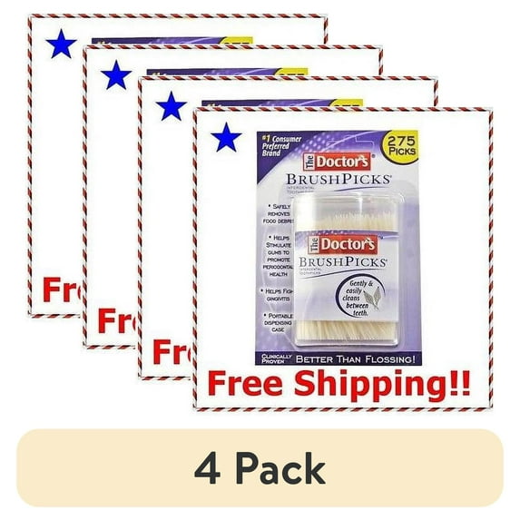 (4 pack) Doctors Brushpicks Brush Picks Interdental Toothpicks - 275 Count