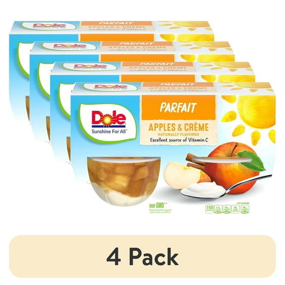 (4 pack) Dole Fruit Bowls Apples and Crme Parfait, 4.3 oz Cups (4 Pack)