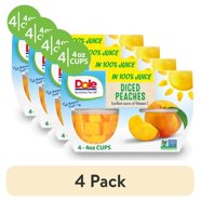 Del Monte Diced Peaches Fruit Cups in 100% Fruit Juice, 4 oz Pack of 12 ...