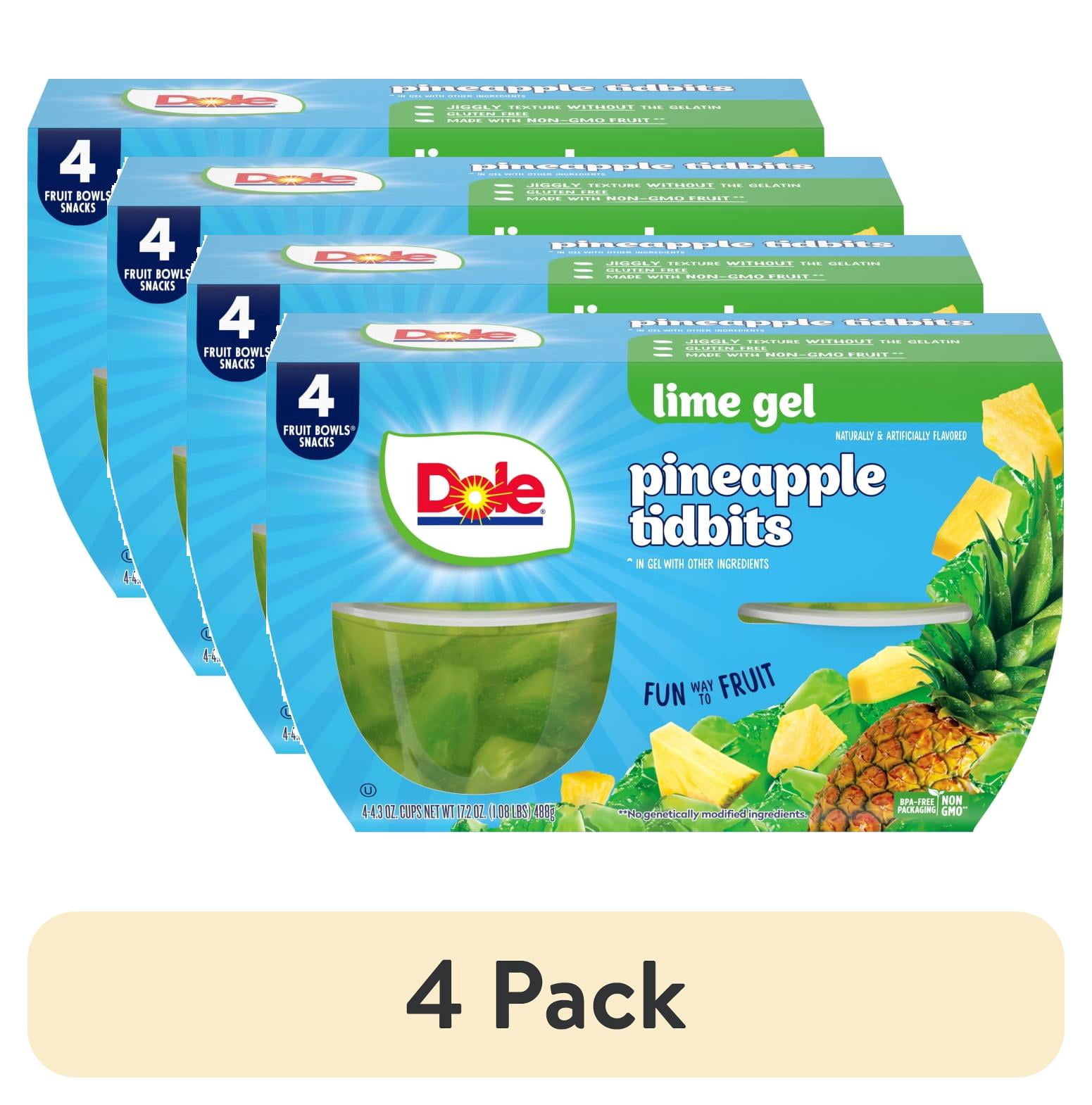 (4 pack) Dole Fruit Bowls Diced Pineapple in Lime Gel, 4.3 oz Cups (4 Pack)