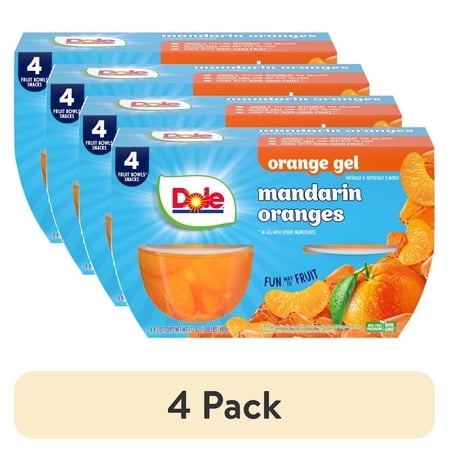 (4 pack) Dole Fruit Bowls Mandarin Oranges in Orange Gel, 4.3 oz Cups (4 Pack)