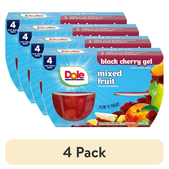 (4 pack) Dole Fruit Bowls Mixed Fruit in Black Cherry Gel, 4.3 oz Cups (4 Pack)