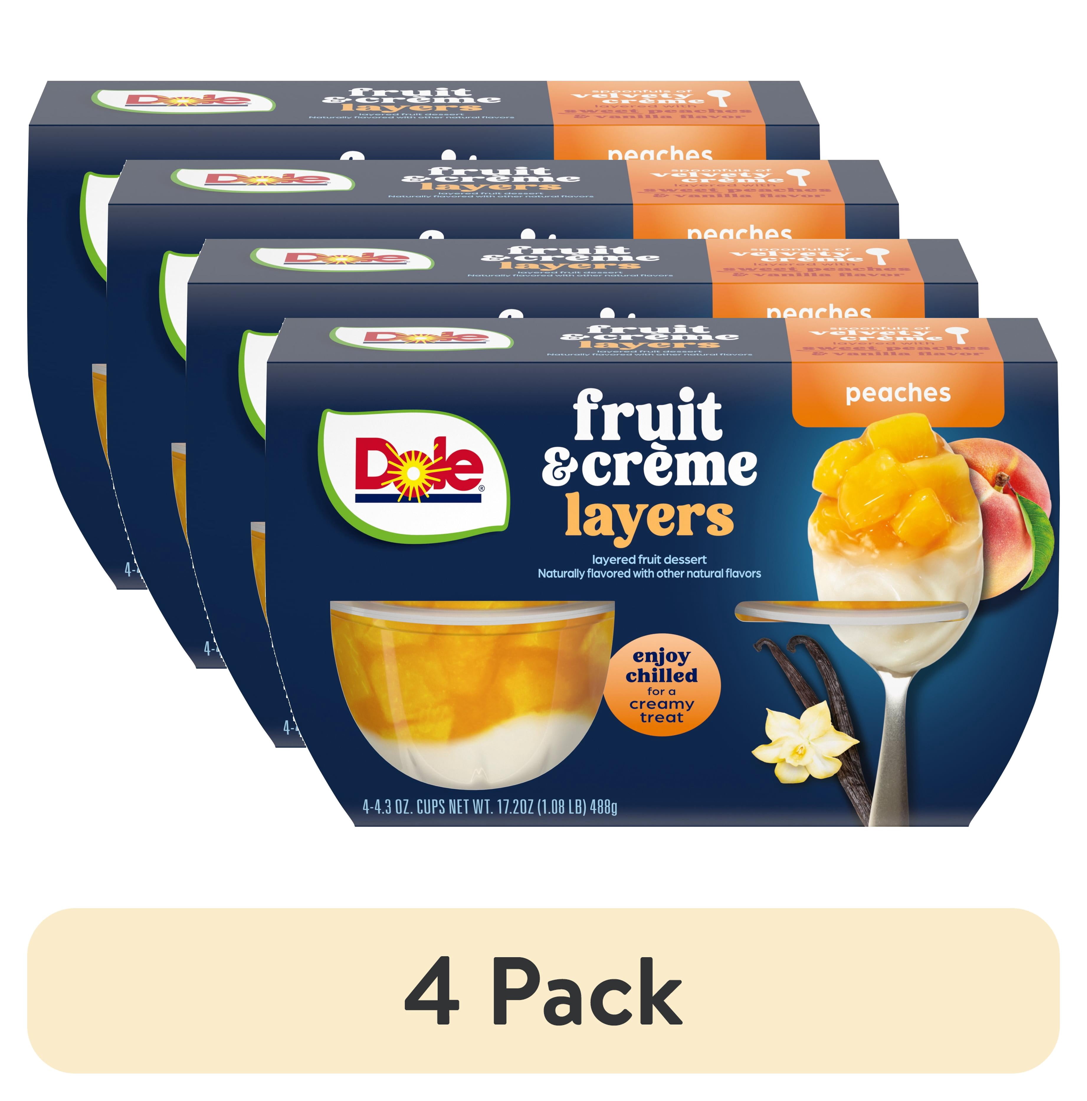 (4 pack) Dole Fruit Bowls Peaches & Creme Layers Snacks, 4.3oz 4 Total Cups