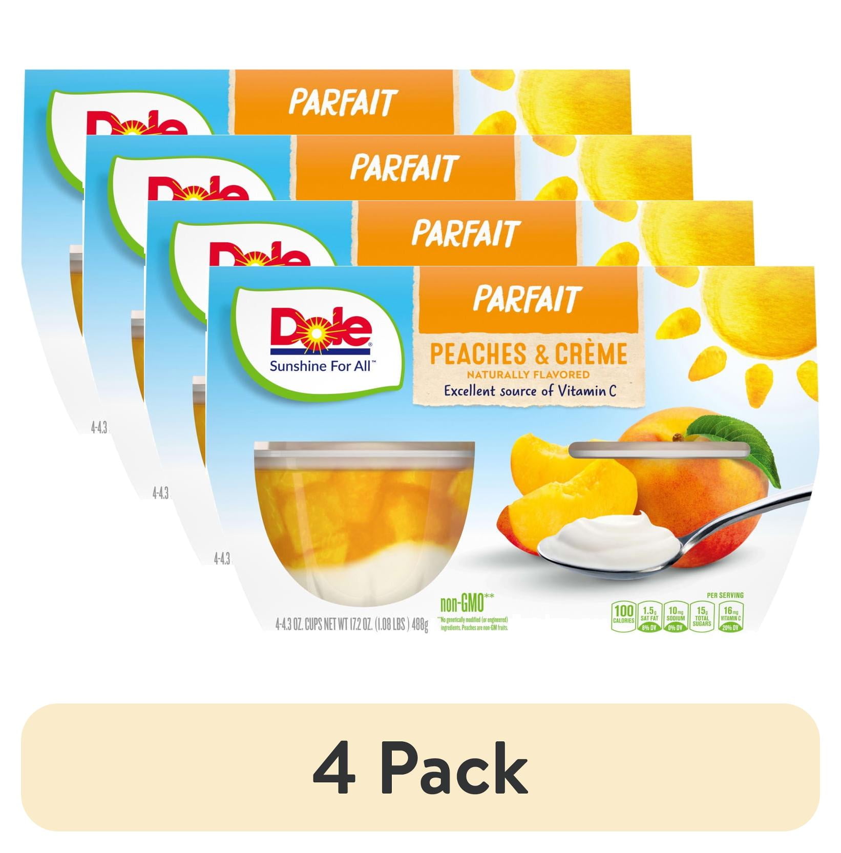 (4 pack) Dole Fruit Bowls Peaches and Crme Parfait, 4.3 oz Cups (4 Pack)