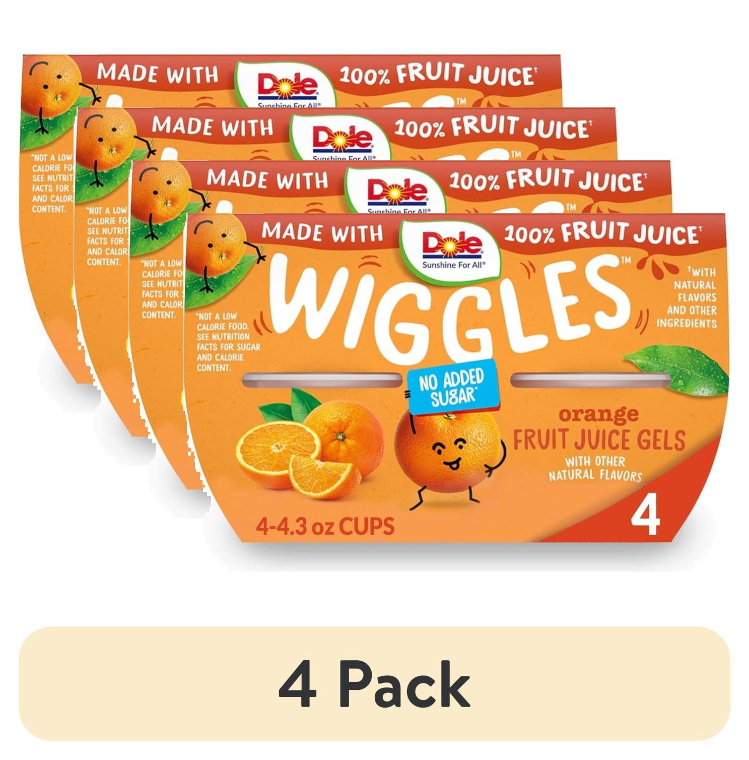(4 pack) Dole Wiggles Orange Fruit Juice Gels, 4.3 oz Cups (4 Pack)