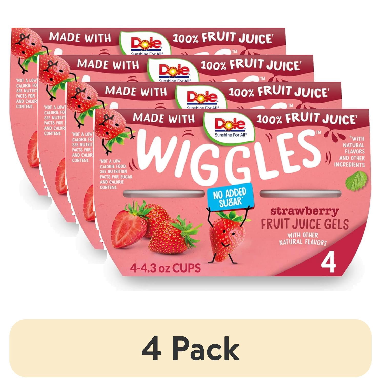 (4 pack) Dole Wiggles Strawberry Fruit Juice Gels, 4.3 oz Cups (4 Pack)