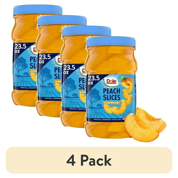 (4 pack) Dole Sliced Peaches in 100% Fruit Juice, 23.5 oz Jar