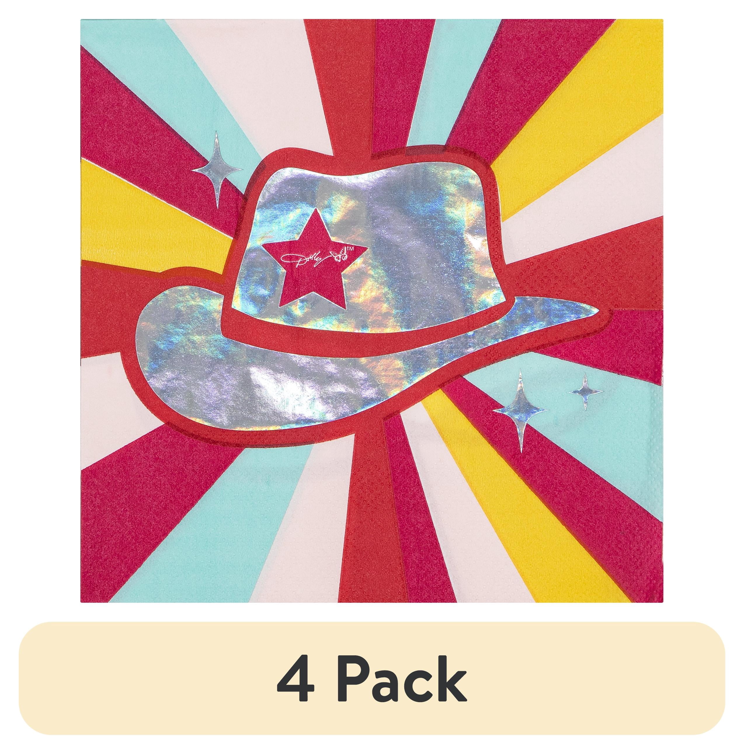 (4 pack) Dolly Parton Multi-Color Cowboy Hat Napkins, 16 Count