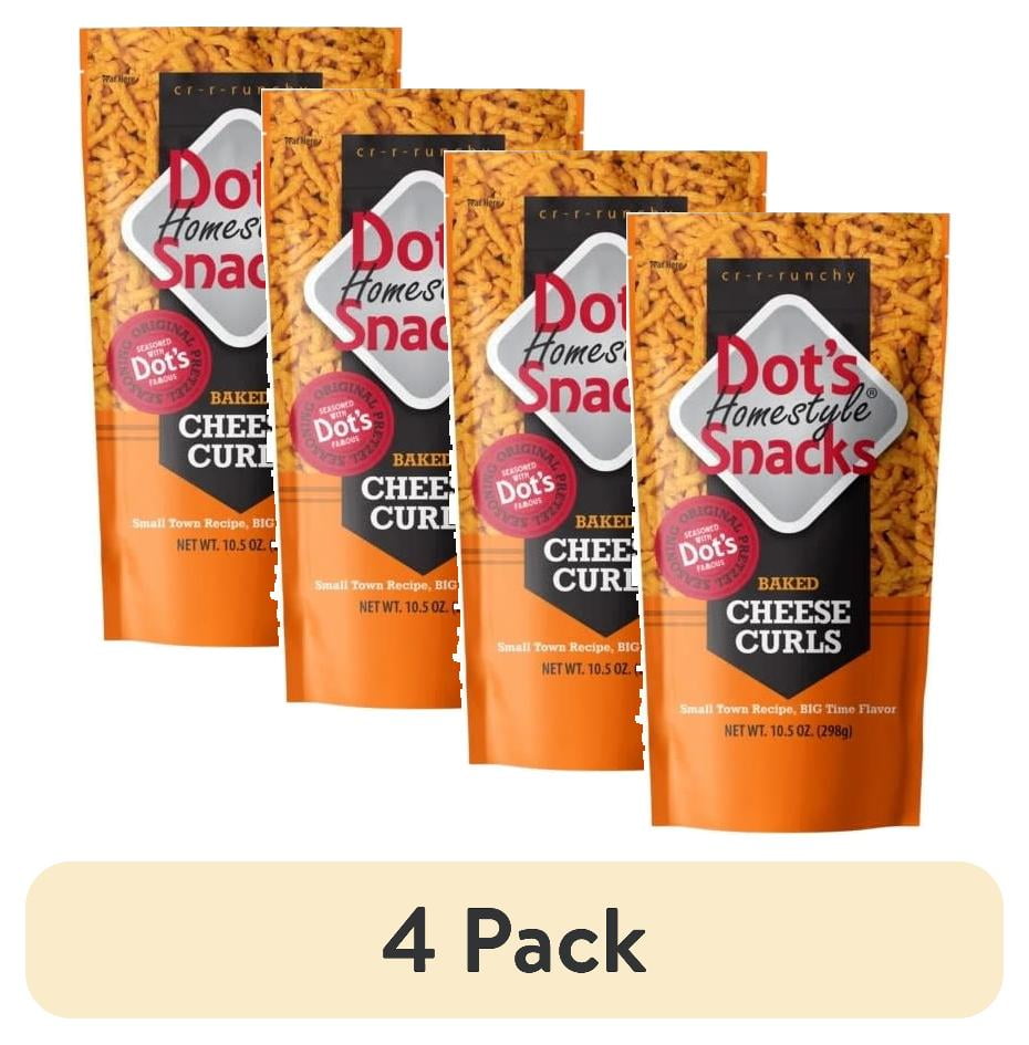 (4 pack) Dot's Pretzels Original Seasoned Baked Cheese Curls Bag, 10.5 oz