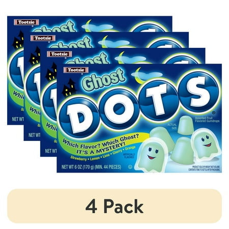 (4 pack) Dots Ghosts, Halloween Gummy Candy, Theater Box, 6 oz