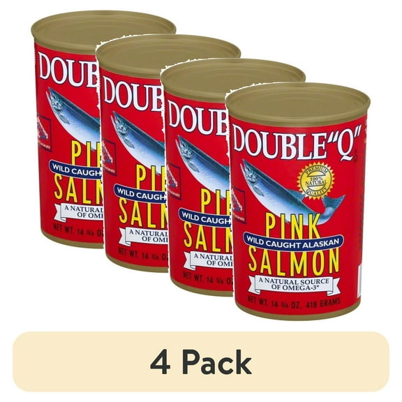 (4 pack) Double "Q" Wild Caught Alaskan Canned Pink Salmon, 14.75oz
