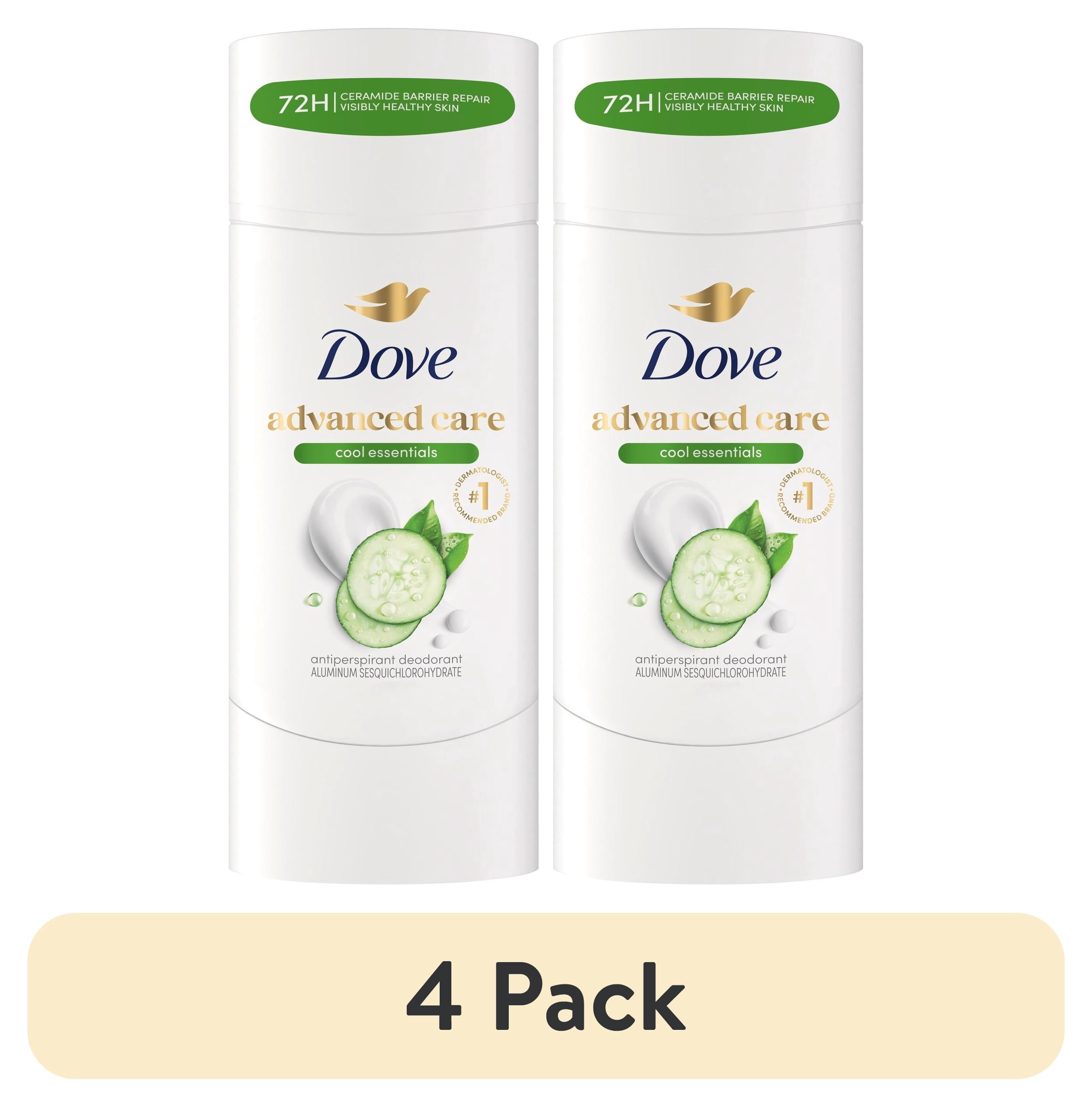 (4 pack) Dove Advanced Care Antiperspirant Deodorant Stick for 72-Hour Odor Protection Cool Essentials Pro-Ceramide Technology, 2.6 oz Twin Pack