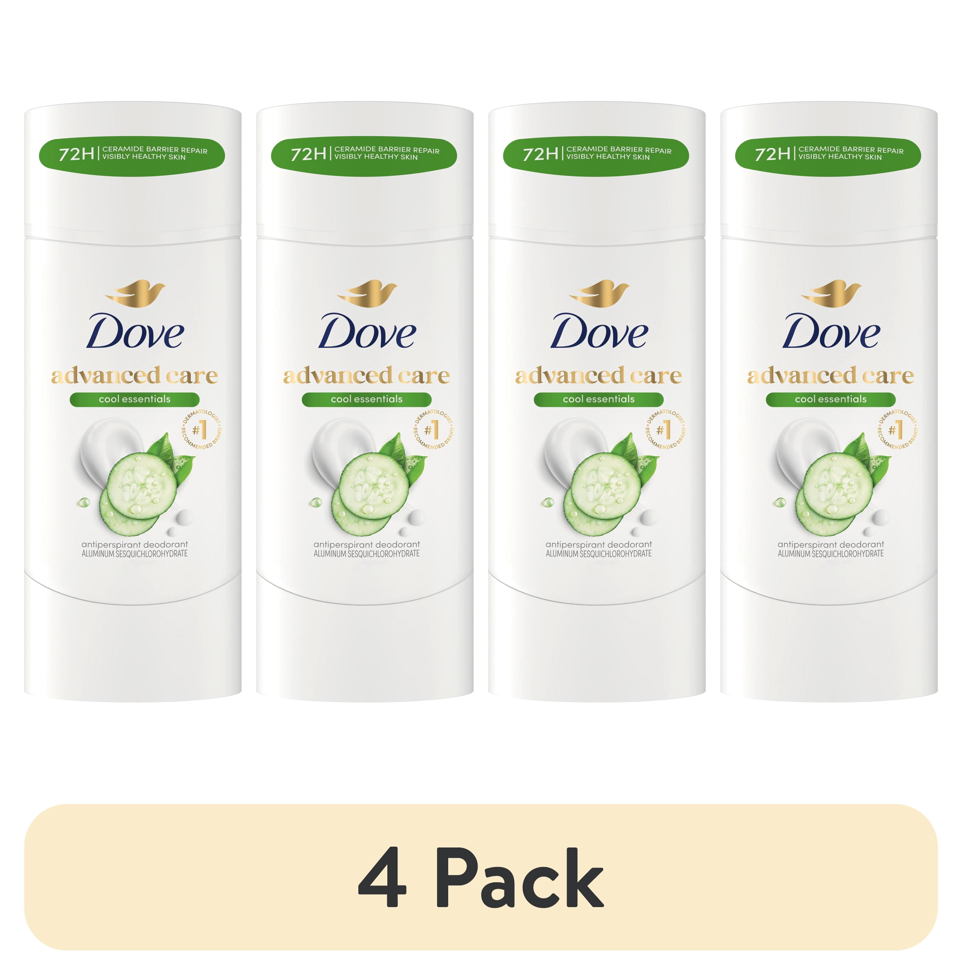 (4 pack) Dove Advanced Care Antiperspirant Deodorant for Women Cool Essentials 72 Hour Sweat & Odor Protection, 2.6 oz